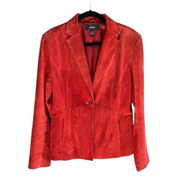 Alfani Jackets & Blazers - VINTAGE Alfani Suede Leather Blazer Jacket Brick L